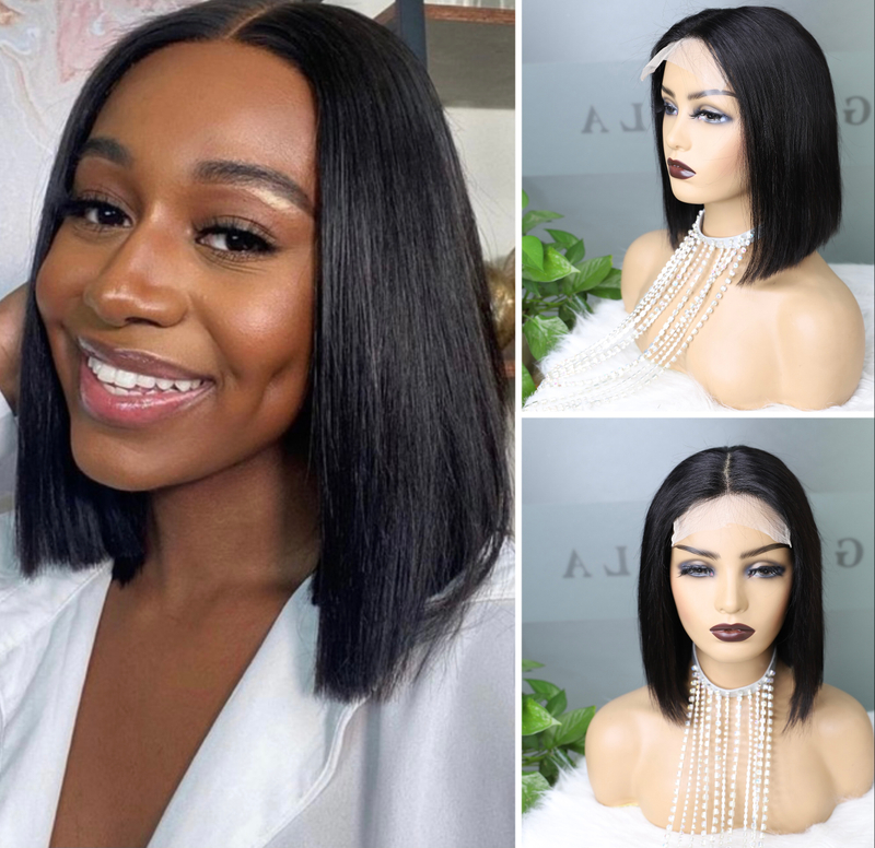 5x5x1 Close en dentelle Bob Wig t Partie droite Vierge Human pour femmes noires