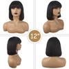 Bob Human Hair Wigs avec une frange pour les femmes noires de 8 à 16 pouces