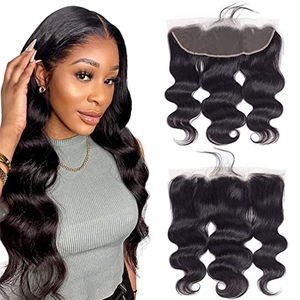 Angelbella Laceless 13x4 Lace Frontal Fermeure Wig Body Hair Body Natural Black Lace Frontal 130% densité
