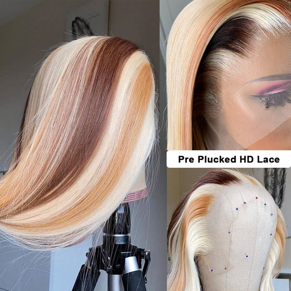 Hair Straight Wig Perruque Human Hair Wigs 4/27 Ombre 13X4 Lace Front Human Hairs Wigs Brésilien Brésilien Lace Lace Fermeure Wigs