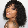 Jerry Curly Human Hair Wigs pour les femmes noires avec une frange couleur naturelle