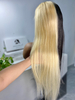 Qualité Half Black Half Blonde Couleur en gros, perruque avant en dentelle
