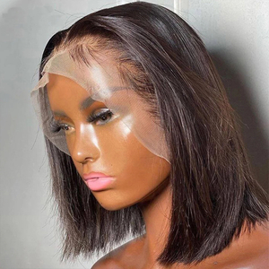 Bob Wig Lace Front Brésilien Brésilien Wigs pour les femmes noires Pré-cueillette courte Naturel 13x4 Strucy HD Full Frontal Closer Wig