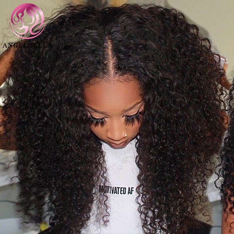 Angelbella DD Diamond Hair 13x4 HD Lace Lace Perruques avant Jerry Curl Human Hair Lace Frontal Wig