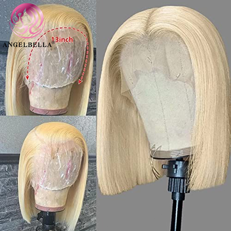 Angelbella Queen Doner Virgin Hair Quality Brésilien 613 Straitement 13x4 HD Lace Frontal Fermeure Précued avec des bords