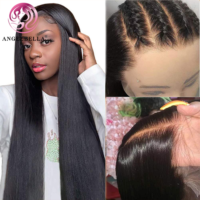 Angelbella DD Diamond Hair Natural 13x4 HD Lace Front Straitement pas cher 100% Human Heuv Hair Lace Frontal Wigs 