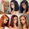 Coiffes brésiliennes de haute qualité de haute qualité de haute qualité 10 pouces brésiliennes transparents de dentelle transparente coiffure humaine silky raide bob perruques pour les femmes