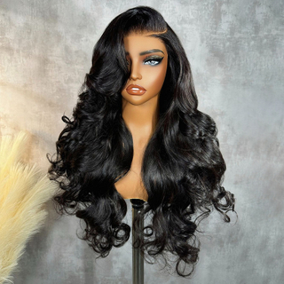 Angelbella Wholesale 13x4 Brésilien Human Hair Transparent Swiss Swiss Wig Frontal Body Wig Wig Perries avant pour les femmes