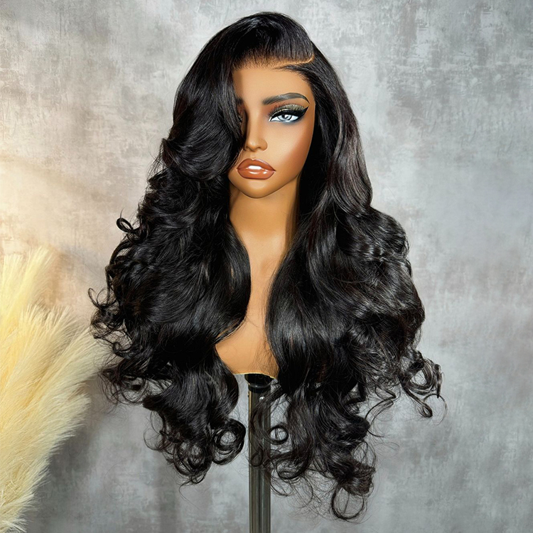 Angelbella Wholesale 13x4 Brésilien Human Hair Transparent Swiss Swiss Wig Frontal Body Wig Wig Perries avant pour les femmes