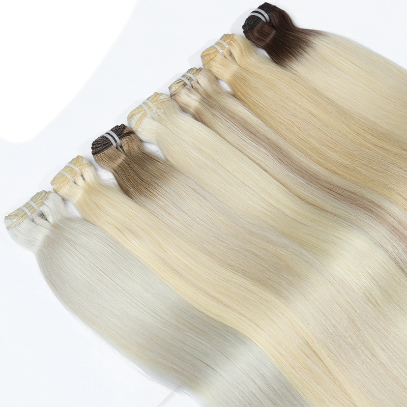 En gros 100% de cheveux vierges brutes cuticules alignées en os droit des styles attachés à main moelle 