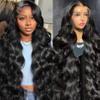 Angelbella 220% densité 13x4 Human Hair Lace Lace Frontal Wigs Vendeurs 30inch Body Wave Wave HD Lace Lace Perruques avant pour femmes noires