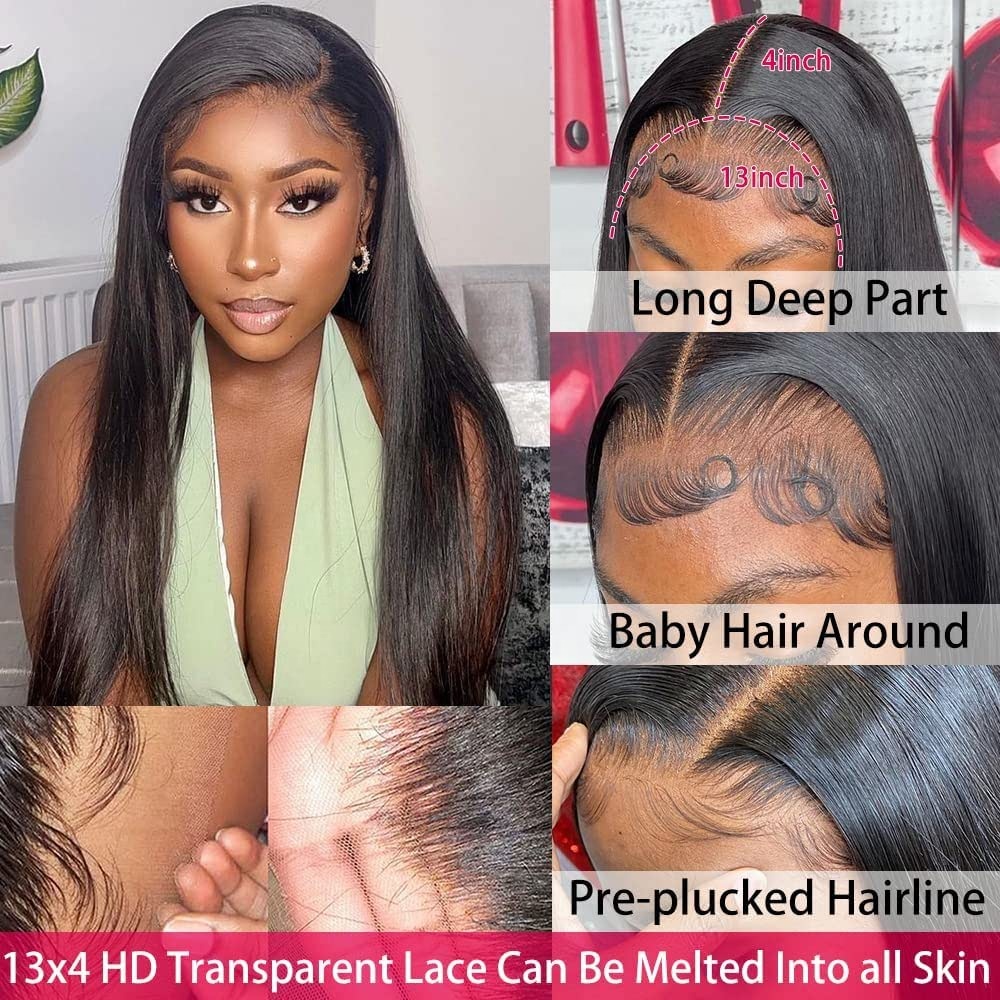 13x4 Lace Frontal Wig Swiss Transparent Swiss Lace Perruque avant non trapyée Vierge Human Hair Lace Front Pernues