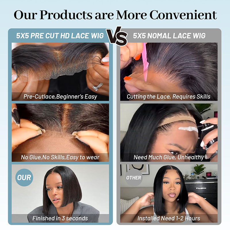 Humanl Hair Short Wigs Valeurs de cheveux Transparent Part de dentelle Perruque brésilienne Pernues